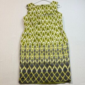 Tribal Olive and Charcoal Patterned Midi Dress